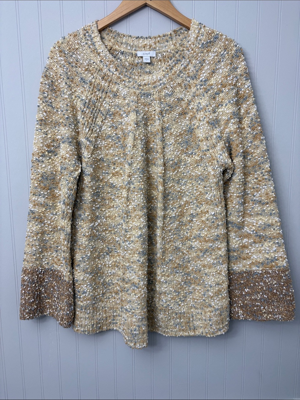 Pure Jill Long Sleeve Crewneck Popcorn Pullover Sweater Women Size Large